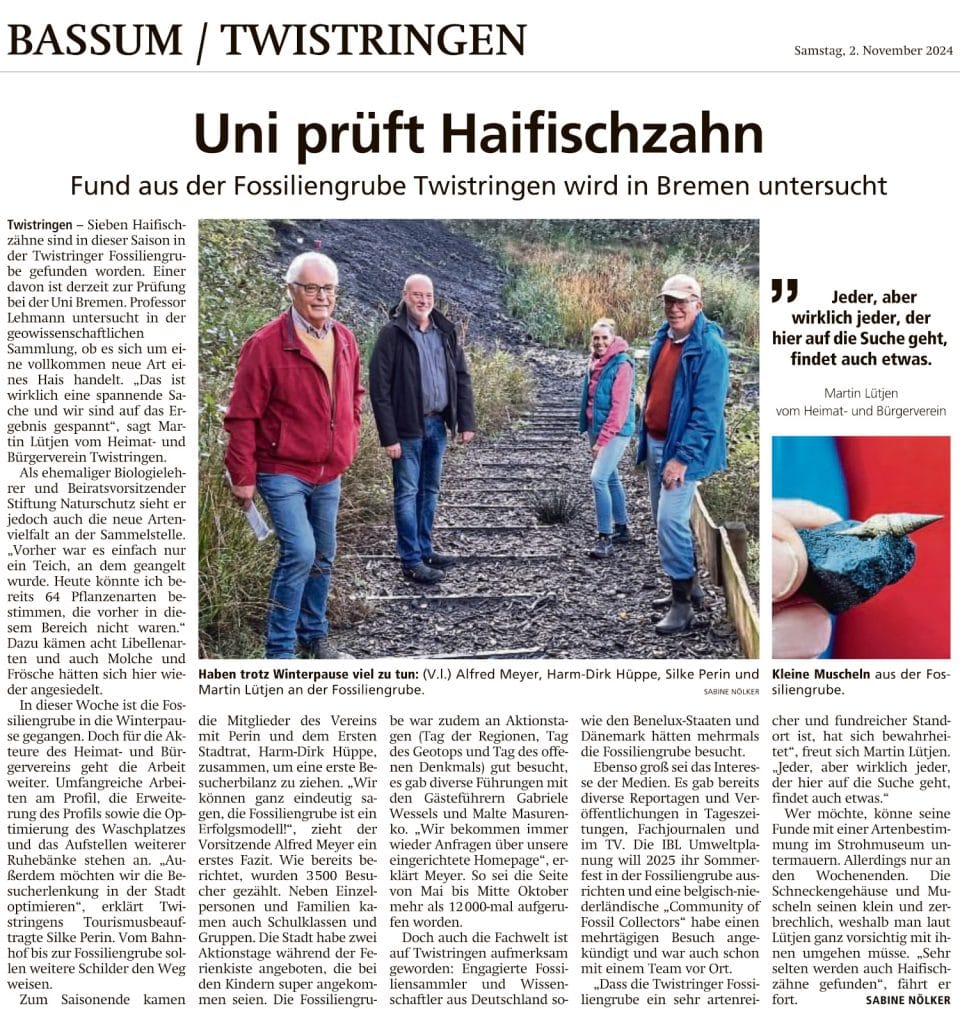 Kreiszeitung FossilienGrube Twistringen 02 11 2024