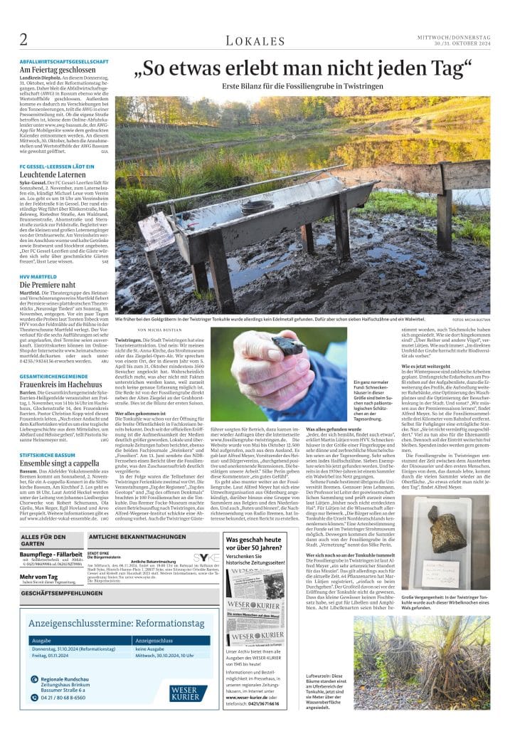 Syker Kurier FossilienGrube Twistringen 31 10 2024