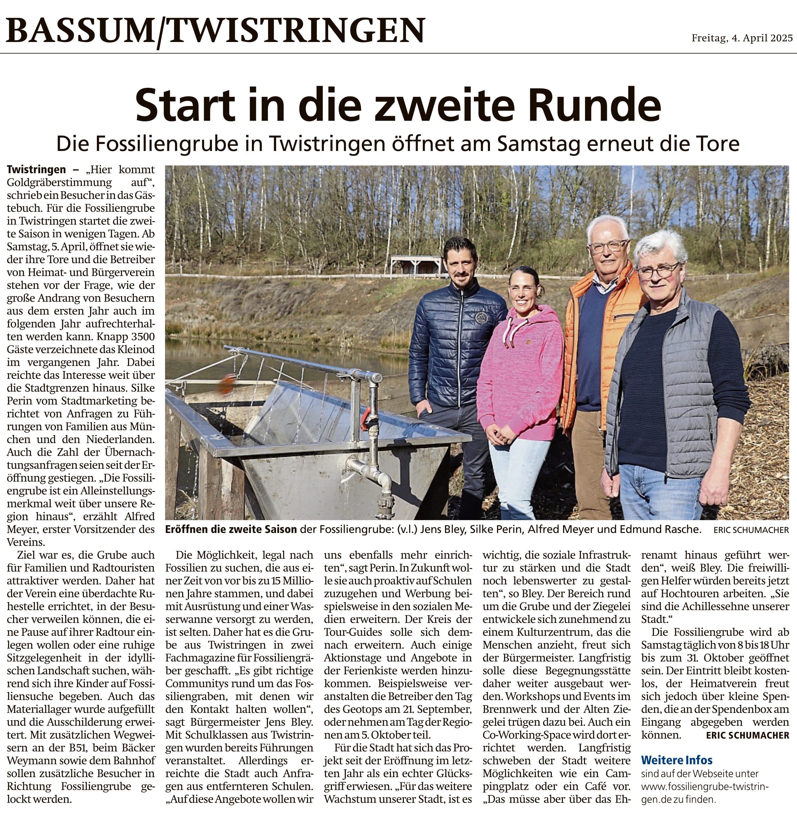 Kreiszeitung FossilienGrube Twistringen 04 04 2025