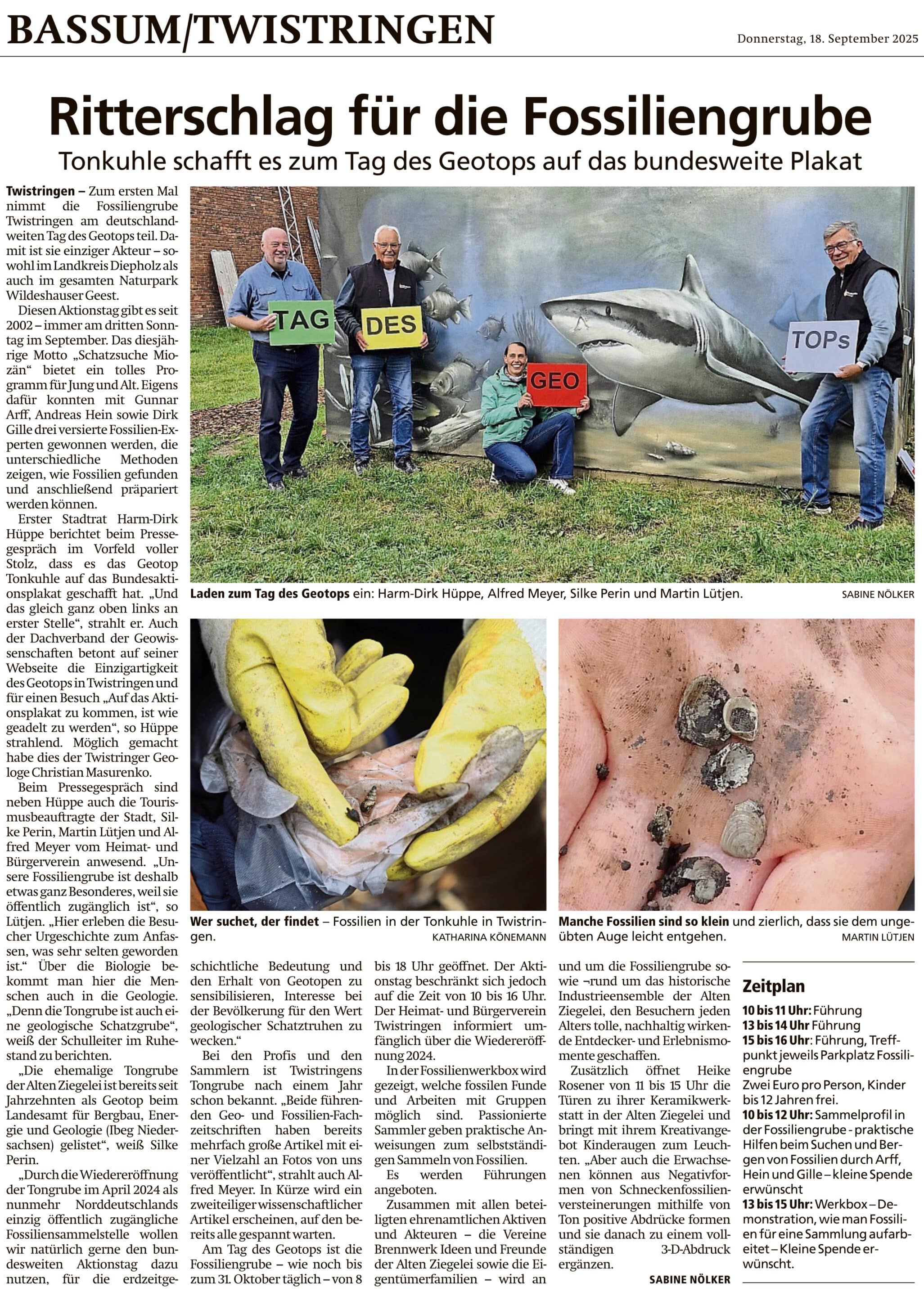 Kreiszeitung FossilienGrube Twistringen 18 09 2025 scaled